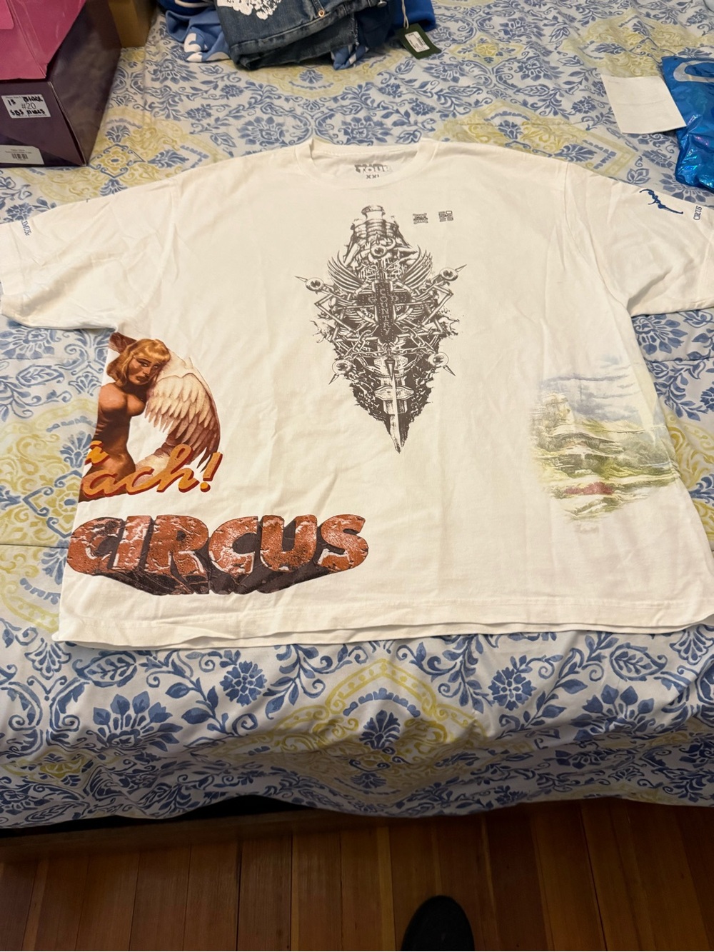 Travis Scott I Can See The Future White Graphic Tee with Brown & Black Circus